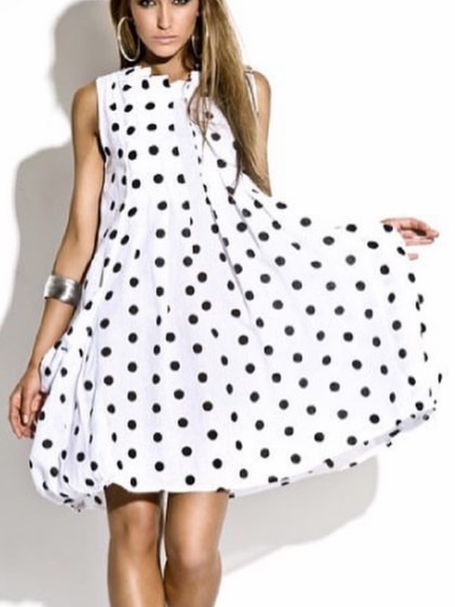 Banana Blue Polka Dot Sleeveless Linen Dress
